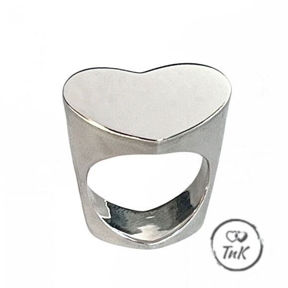 Like New Tiffany & Co Paloma Picasso Double Modern Heart Ring - Silver - sz 7 - Picture 3 of 15